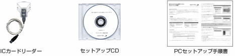 ICカードリーダ、セットアップCD、セットアップ手順